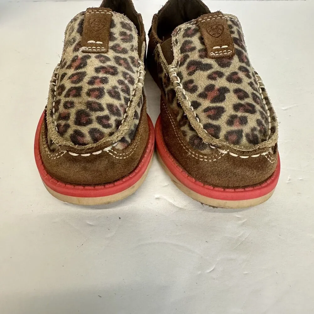Girls‎ Kids Ariat Cruiser Pull On Brown Suede Leopard Aztec Shoes Size US 12.5